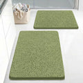 Bcoimo Bath Rugs Mat Set, 2 Piece Non Slip Chenille Sage Bathroom Mat Sets by Bcoimo