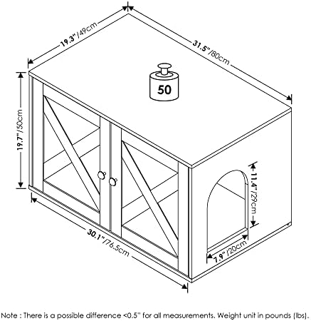 Furinno PELI Farmhouse Style Cat Litter Box Enclosure - Image 2