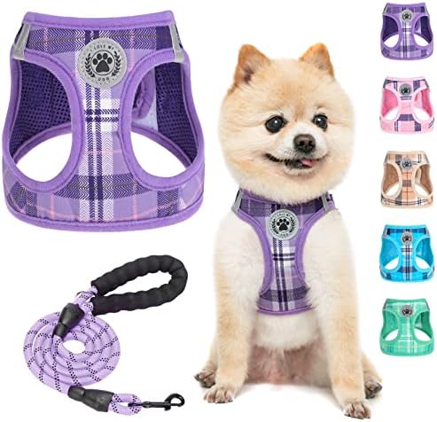 BEAUTYZOO Small Dog Harness and Leash Set, No Pull Puppy Pet Vest- Purple by BEAUTYZOO