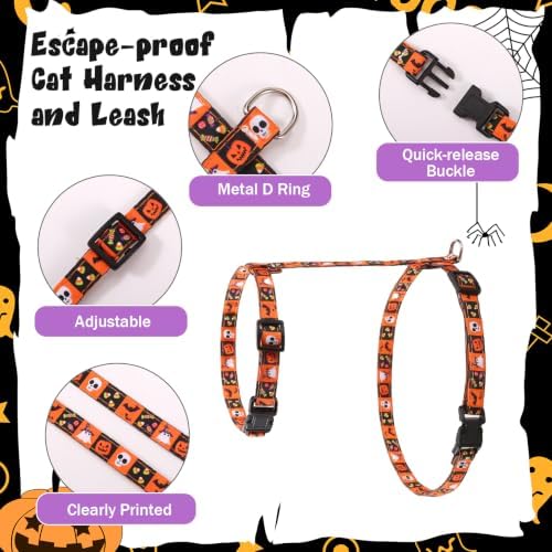 2 Pack Halloween Cat Harness and Leash Breakaway Cat Collars - Image 3