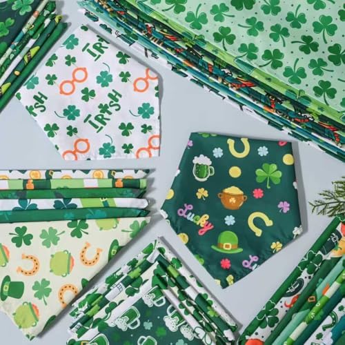 [Hemmed] 100 Pcs St. Patrick's Day Dog Bandanas Bulk Shamrock Pet Scarves Lucky Adjustable Bibs for X-M-L Dogs Washable Holiday Puppy Kerchief for Groomers Shelters - Image 6