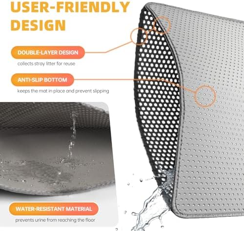 Cat Litter Mat 24x15 Inches, Honeycomb Double Layer Litter Trapping Mat - Image 6
