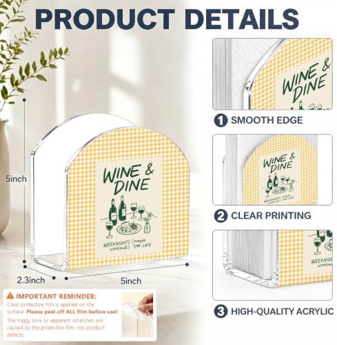 Wine Dine Wine Bottle Print Acrylic Napkin Holder - Image 2