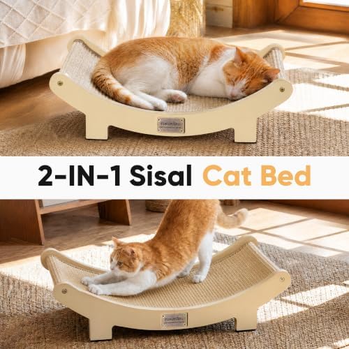 FUKUMARU Extra Large Sisal Cat Scratcher Bed Indoor Sturdy Wood Scratch Bed - Image 2