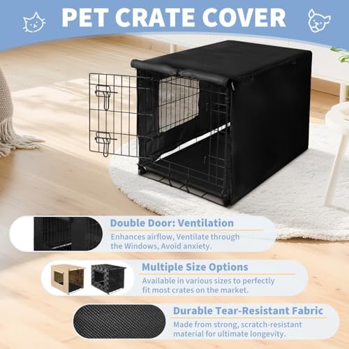 X-ZONE PET Dog Crate Cover Waterproof Kennel Cover, 30 in Black - Image 2