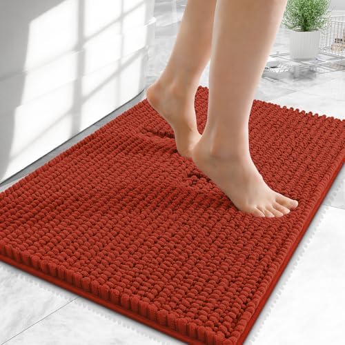 OLANLY Thick Chenille Small Bathroom Rugs Mats 24x16, Rustic Terracotta by OLANLY