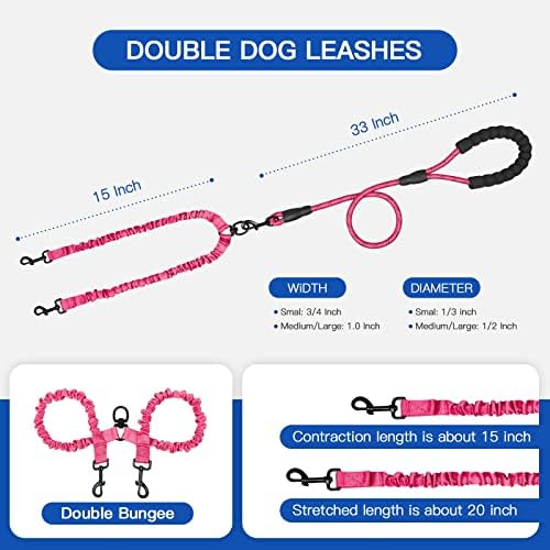 MingXpets Double Dog Leash, 360° Swivel Tangle Free Bungee Walking Training - Image 5