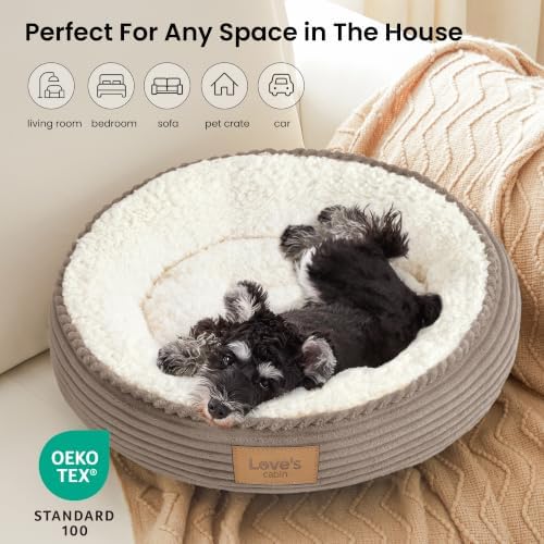 Love's cabin Round Donut Cat and Dog Cushion Bed, 24in Pet Bed - Image 6