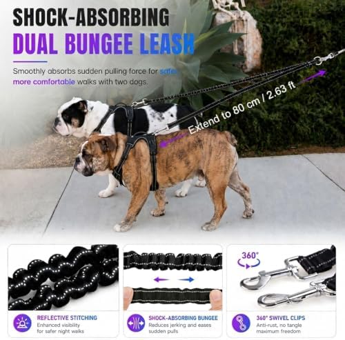 Double Retractable Dog Leash for Two Dogs, Combined Weight Up to 110 lbs – 18.6 - Image 5