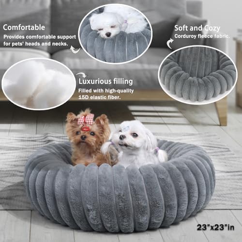 Dog Beds Small Sized Dog Washable Calming Anti-Anxiety Donut Puppy Bed - Image 3