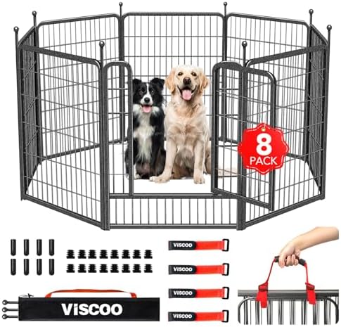 VISCOO Dog Playpen Outdoor, 8 Panels 40" High Heavy Duty Metal Dog Pen by VISCOO