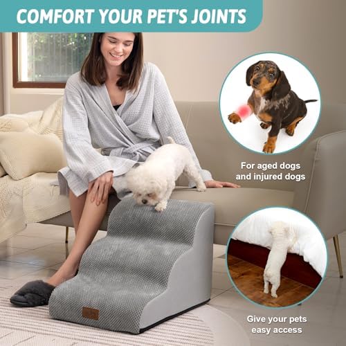COZY KISS Dog Stair for Small Dog 15.7" H, 3 Step Pet Ramp for Couch - Image 3