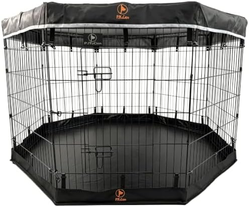 PJYuCien Puppy Playpen with Top Cover & Bottom Pad, 8 Panels 36" H by PJYuGienPetGarden