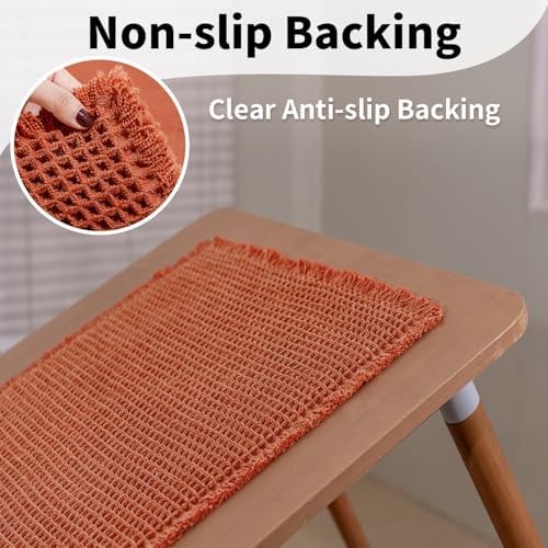 Burnt Orange Bathroom Rug, Fall Waffle Bath Mat Non Slip - Image 5