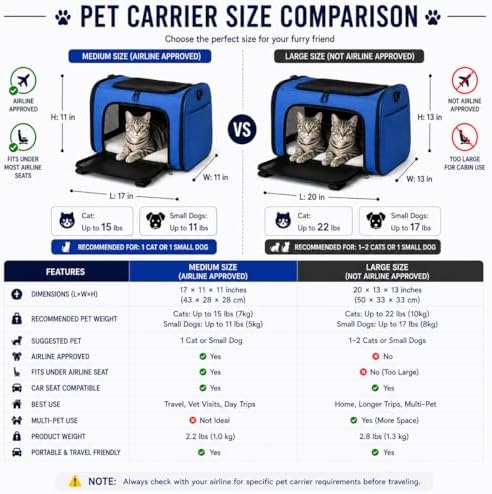 Large Pet Carrier for Cats and Small Dogs, Soft-Sided Travel Carrier - Image 3