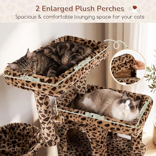 Globlazer 80in Extra Large Leopard Cat Tree Tower, Leopard Print - Image 2