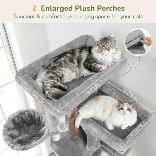 Globlazer 80in Extra Large Tall Corner Cat Tree Tower, Light Grey - Image 2