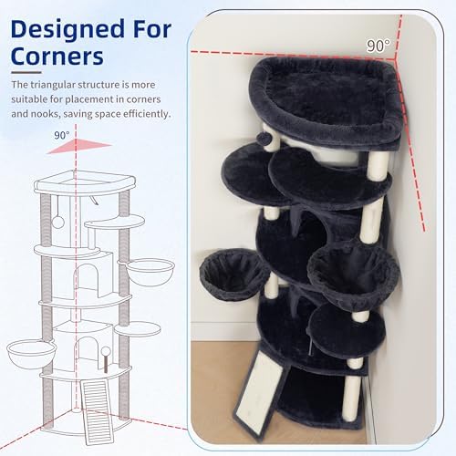 Gitelsnour Corner Cat Tree, All Sisal Multi-Cat Scratching Posts GCT035G - Image 2