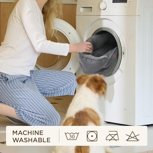Bedsure Self Warming Cat Bed, Round Washable Small Dog Bed, 25In Grey - Image 7