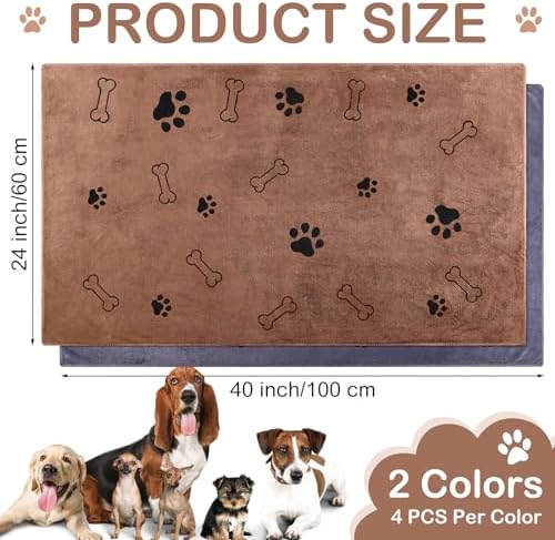 8 Pcs Dog Towel for Drying, 40 x 24 Inch, Dog Paw and Bone - Image 2
