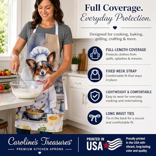 Caroline's Treasures Papillon The Chef Apron Cooking Kitchen Server Baking - Image 4