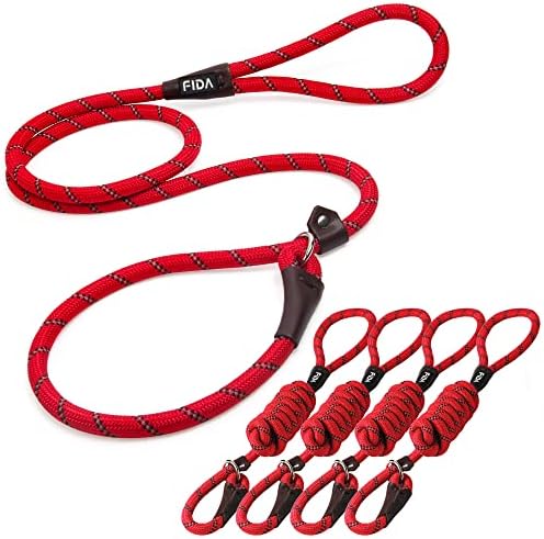 Fida Slip Lead Dog Leash 5 Pack, 6 FT x 1/2" Dog Training Leash by Fida