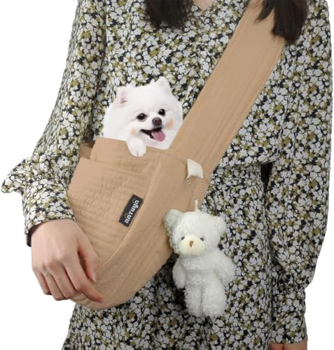 NATUYA Small Dog Cat Carrier Sling, Adjustable Canvas Pet Puppy Pouch by NATUYA