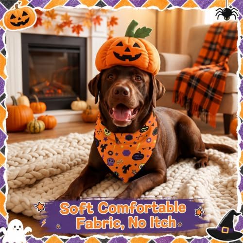 60 Pcs Halloween Dog Bandanas Bulk Pet Bibs Scarf, Pumpkin Large - Image 5
