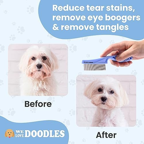 Tick & Flea Comb For Dogs, Fine Tooth Dog Face Brush For Tear Stains 2 PACK - Image 4