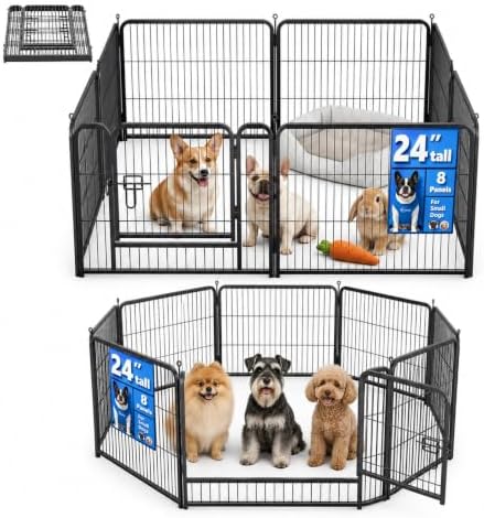 Dog Playpen Outdoor, 24 Inch Height 8 Panels Foldable Dog Pens Outside by HomePage
