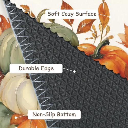 Giwawa Fall Pumpkin Bath Rug Autumn Leaves Bathtub Mat Non Slip Absorbent - Image 4