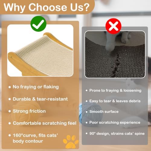 DWCN Large Sisal Cat Scratcher Bed Hammock Lounge Scratching Post Scratch Pad - Image 6