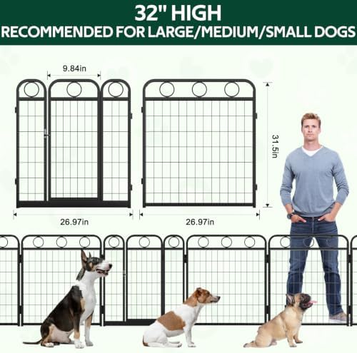 Dog Playpen - 32 Inch 8 Panel Metal Dog Pen - Image 2