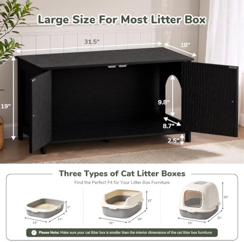 Extra Large Hidden Cat Litter Box Enclosure Furniture, Dog Proof Kitty Washroom - Image 2