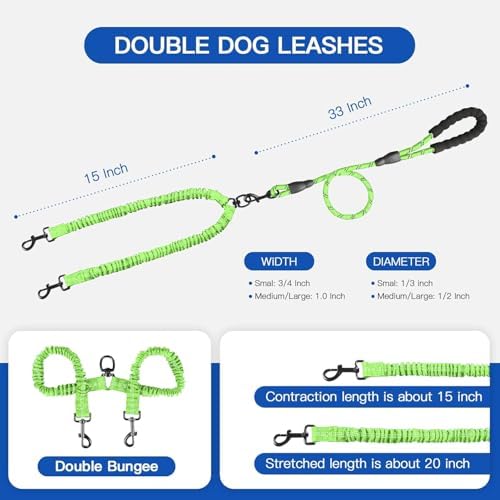 MingXpets Double Dog Leash, 360° Swivel Tangle Free Bungee Walking Training - Image 6