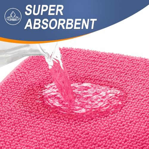 OLANLY Memory Foam Bathroom Runner Rugs 59x24, Absorbent Long Mat, Hot Pink - Image 3