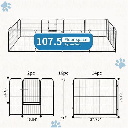 NEWBULIG Dog Playpen Indoor 16 Panels 24 Inch, Metal Outdoor Dog Fence Pen - Image 5