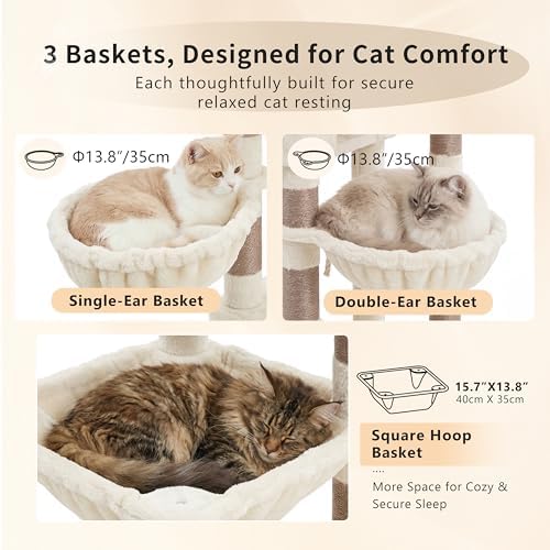 Heybly Cat Tree, 74.8'' Spacious & Tall Cat Tower - Image 7