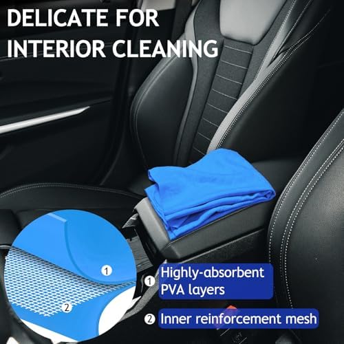 6 Pack Shammy Cloth for Car Drying 26”x17”, Absorbent Chamois Towel for Car - Image 5