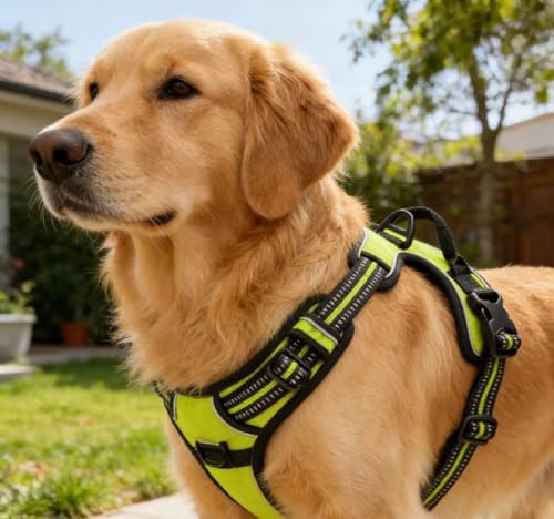No-Pull Dog Harness with Soft Padded, Adjustable Reflective Vest Green XL - Image 3