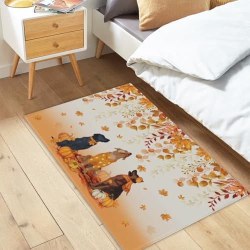 Giwawa Fall Dogs Bath Rug Autumn Leaves Bathtub Mat Non Slip Absorbent Holiday - Image 2