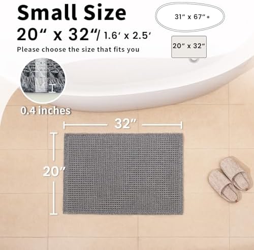 Waffle Bath Mat, Boho Bathroom Rugs Non Slip Washable - Image 2