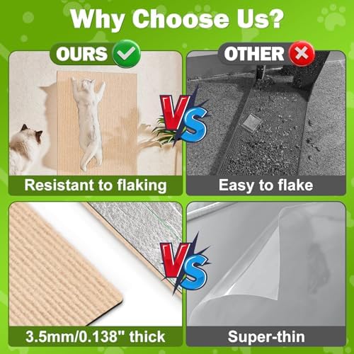 ENONCI 23.6x15.8 Cat Scratcher Mat, Self-Adhesive Cat Scratch Furniture - Image 2