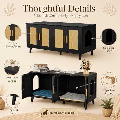 Homhedy Boho Cat Litter Box Enclosure - Image 6