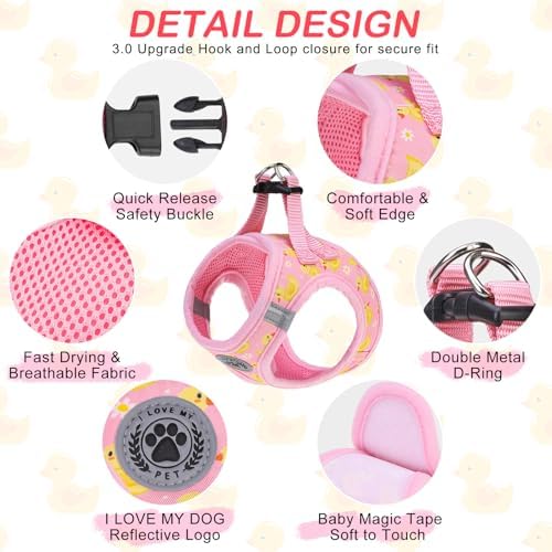 BEAUTYZOO Small Dog Harness and Leash Set, No Pull Puppy Pet Vest- Duck - Image 2