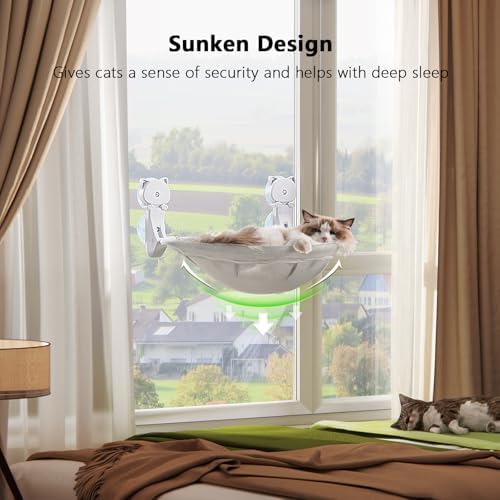 JUNSPOW Cat Window Perch Cordless, Glow in The Dark & Stable Cat Beds- - Image 2