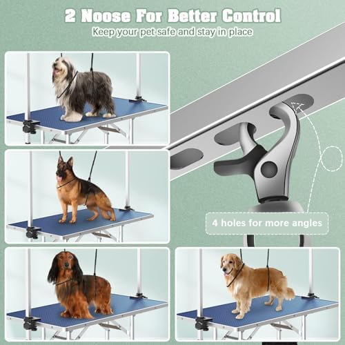 Lyromix 42'' Stainless Steel Pet Dog Grooming Table, Arm/Noose/Tray - Image 3