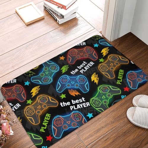 Video Game Controller Background Bath Mat 24x16 Inch Non-Slip Soft Microfiber - Image 6