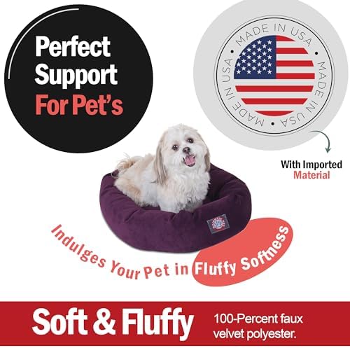 Majestic Pet Micro Velvet Dog Bed, 24 Inch Small, Round Washable - Image 2