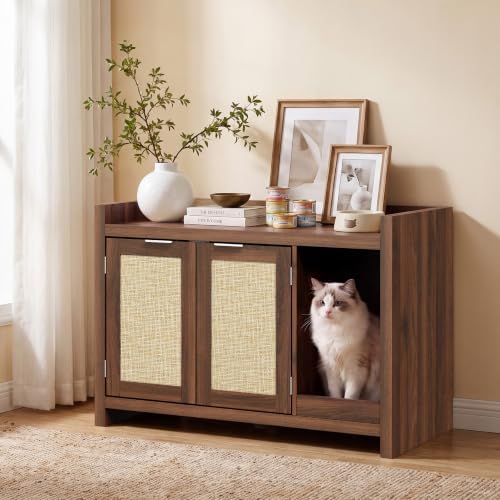 Cat Litter Box Enclosure, Modern Rattan Hidden Litter Box Furniture - Image 5